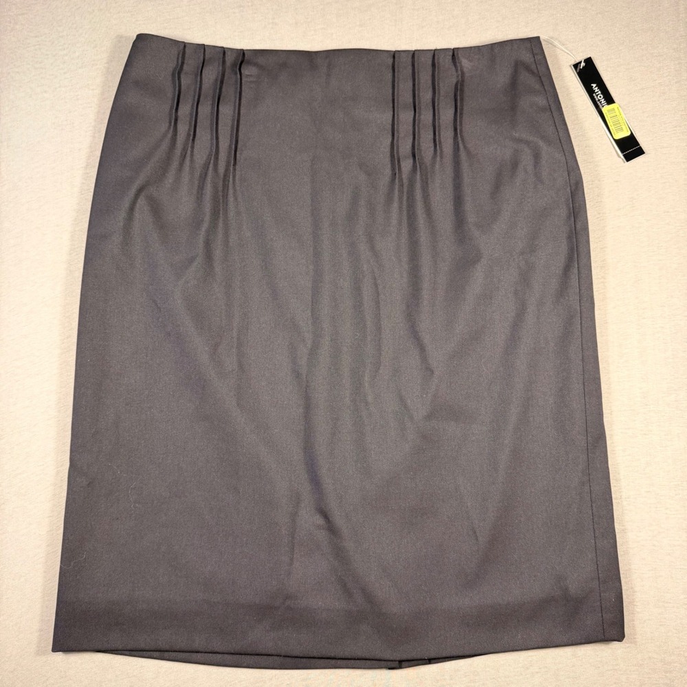 NEW Antonio Melani Navy Blue Pleated Waist Pencil Skirt Size 10 ESS